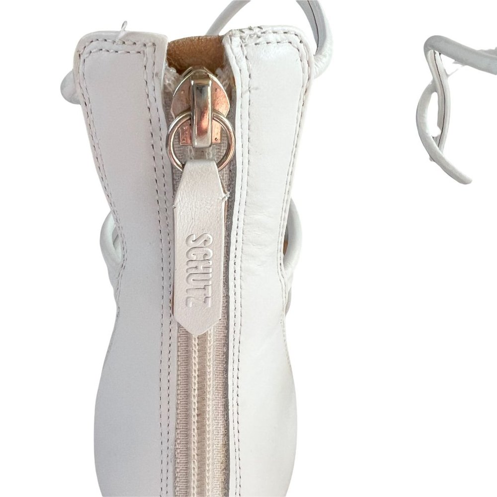 Schutz Fabia White Leather Gladiator Sandal Back Zip Size 9B - Picture 7 of 11